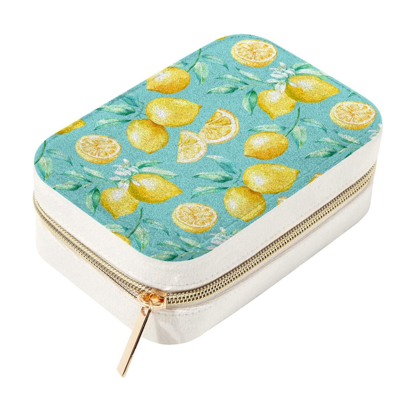 Organisateur de bijoux en velours jaune citron avec fermeture éclair pour voyage
