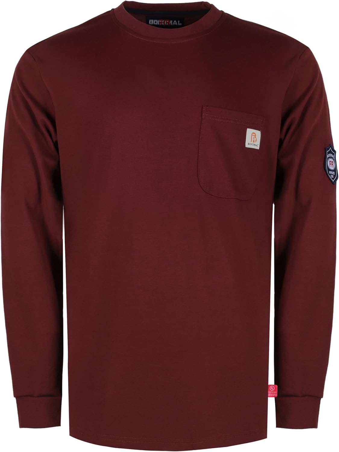 BOCOMAL FR Shirts Crewneck 7oz Midweight Flame Resistant Clothing NFPA2112 CAT2 Men's Fire Retardant Work Shirt