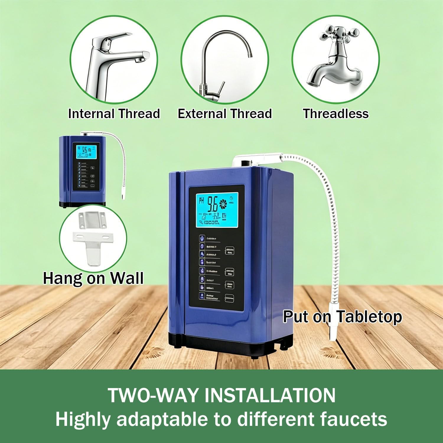 Ionizzatore d'Acqua alcalina, 5 Piastre in Titanio, ORP Fino a -500mV, Filtro da 8.000 Litri, 7 impostazioni dell'Acqua, PH 4-10,5 per Acqua alcalina e acida, autopulizia White