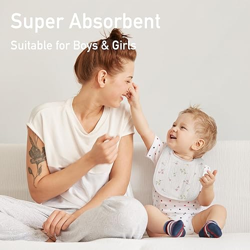 Miniatura 2 de Baberos de muselina unisex para niños y niñas, paquete de 6 baberos de algodón suave para babeo de dentición, regalo esencial de ducha (6, rosa)