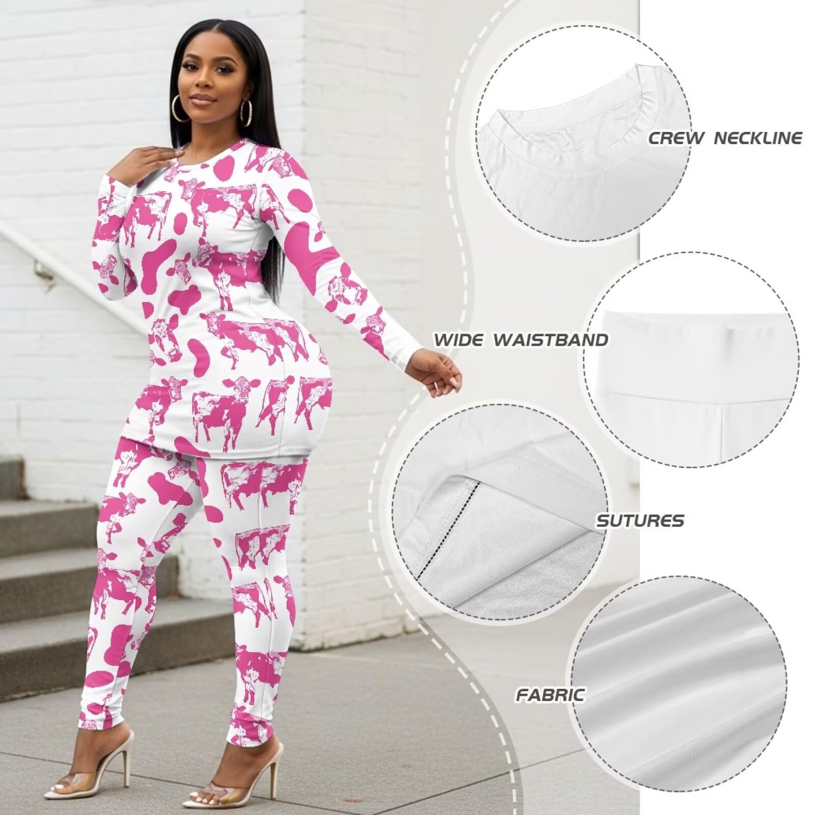 Set da yoga da donna, 2 pezzi, a maniche lunghe, girocollo, per sollevamento dei glutei, Pelle bovina, 5XL
