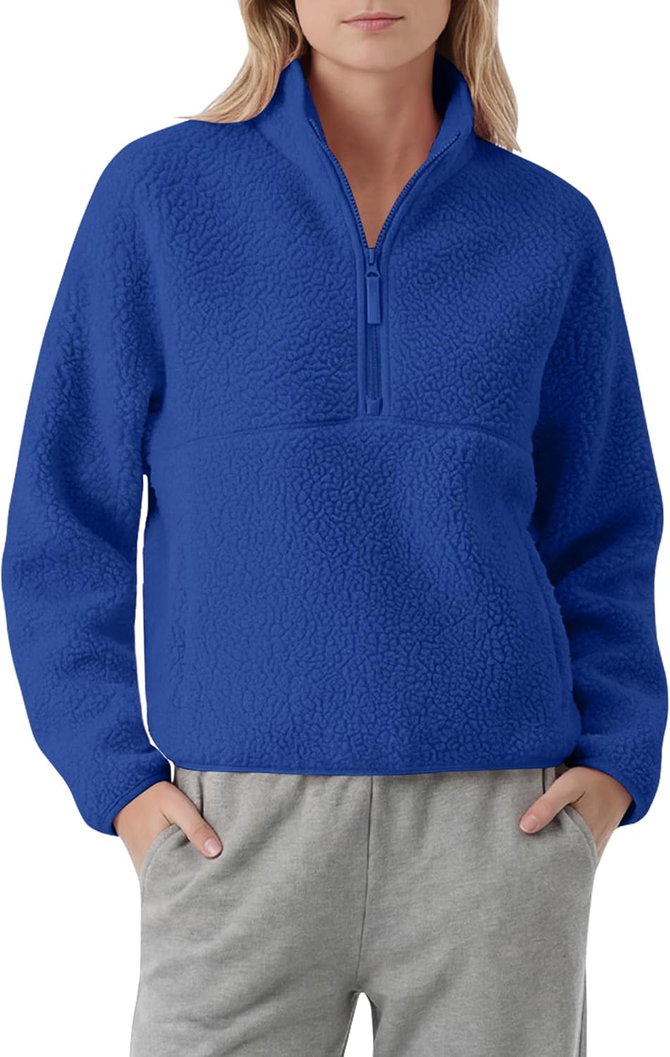 Locachy Women's Lightweight Half Zip Warm Fleece Sweatshirt Fall Winter Cozy Pullover Tops with Zipper Pockets