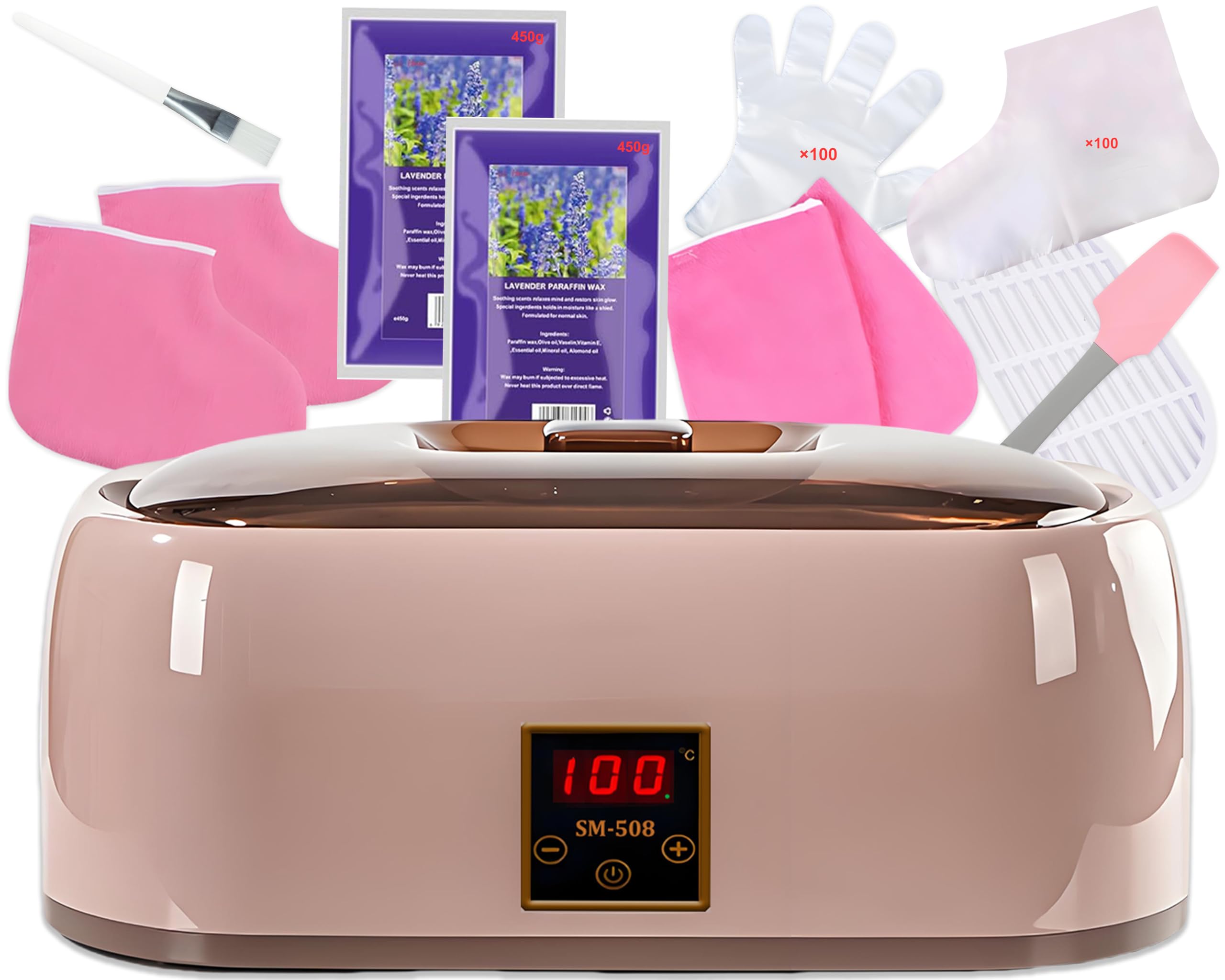 Bain de paraffine 4 litres - Bain de paraffine multifonctionnel pour les mains et les pieds avec cire de paraffine pour bain de paraffine et technologie LED pour l'amélioration des mains