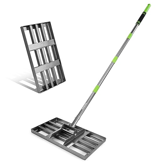 WORKPRO Lawn Leveling Rake, Heavy Duty Leveling Rake with 17” x 10” Ground Plate, Yard Leveling Rakes with 6FT Adjustable Handle, Metal Lawn Leveler for Garden, Backyard, Golf Course, Farm, Pasture