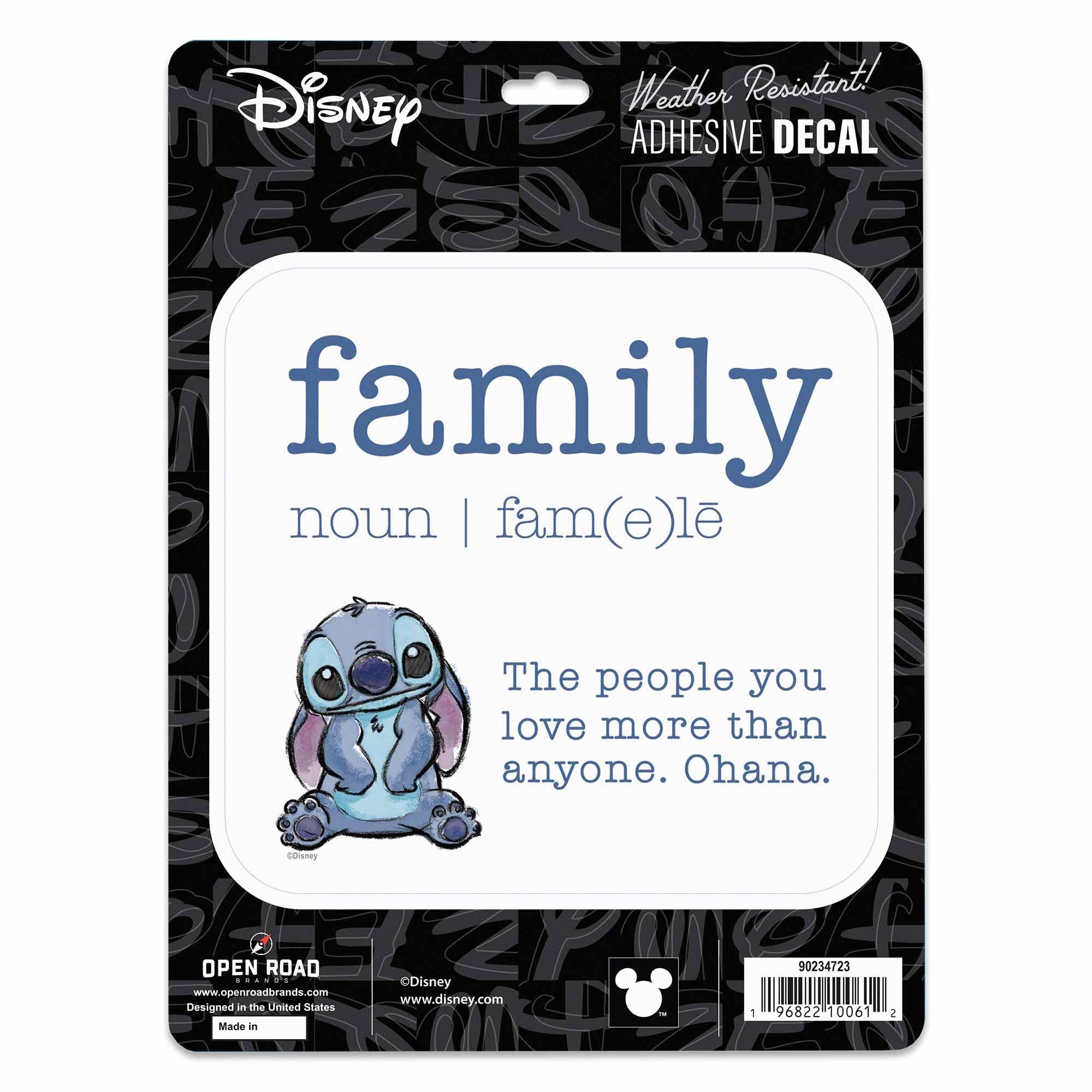 Disney Lilo and Stitch Family Definition Adhesive Vinyl Decal