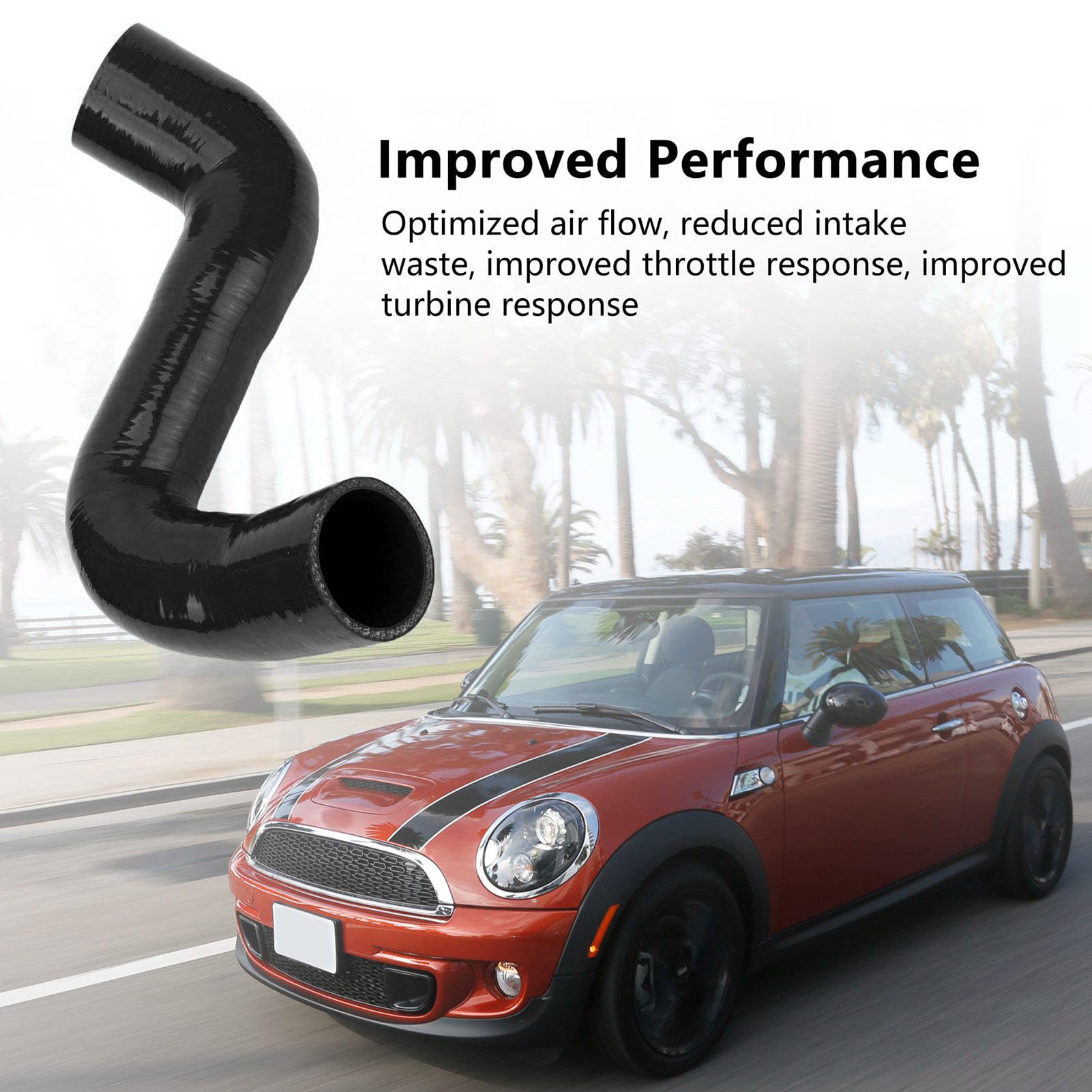 Geräuscherzeuger Löschrohr für Cooper S N14 N18 1.6L R55 R56 R57 R58 R59 R60, Auto Tuning Geräuschgenerator Löschsilikonschlauch für Cooper S (Schwarz)