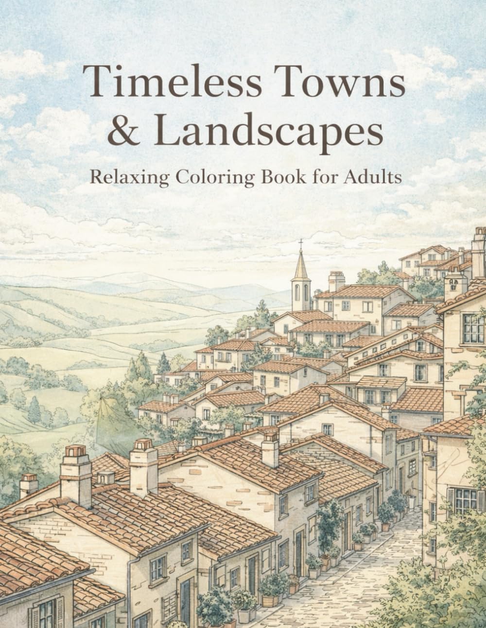 Timeless Towns & Landscapes: Relaxing Coloring Book for Adults