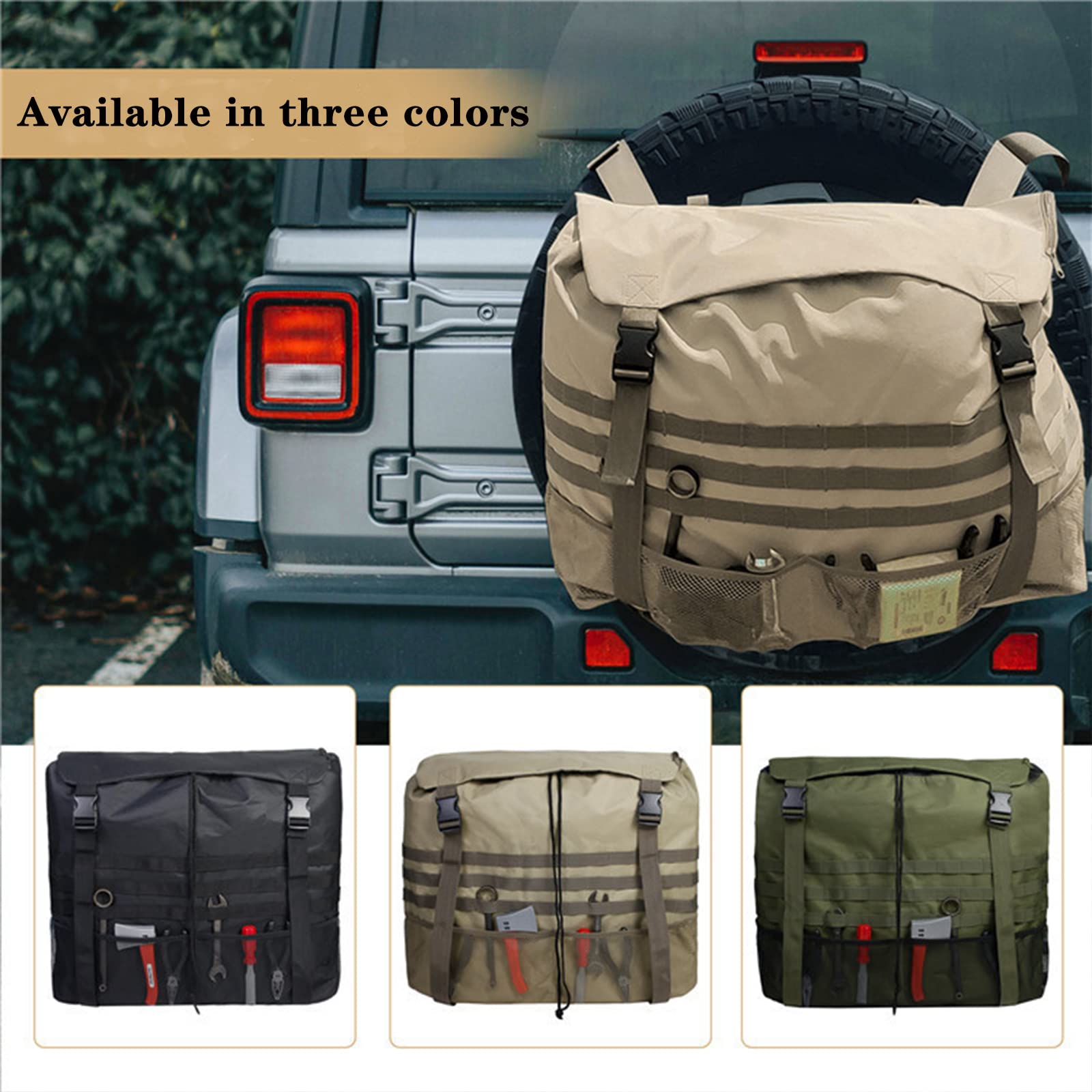Robusto sacchetto della spazzatura per pneumatici di scorta in PVC vestito per camion SUV Fuoristrada Outdoor e campeggio e attrezzi Organizer da campeggio Cargo Organizer Borse,Cachi
