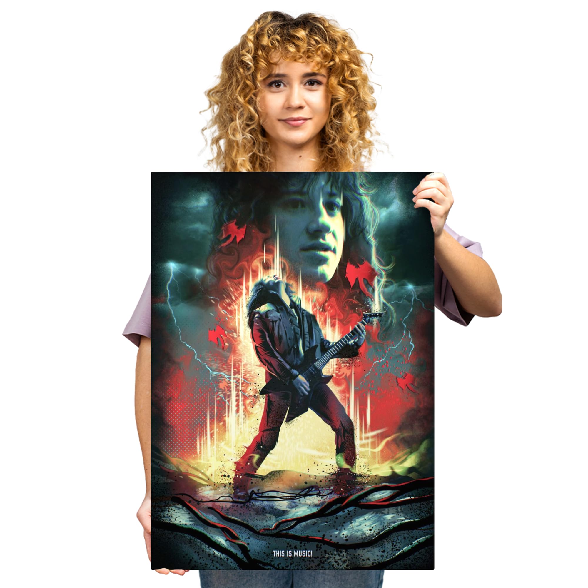 Displate Metallposter Stranger Things Series - Main Characters - Eddie Munson Plakat - Wandbilder Bilder Deko Schlafzimmer - Geschenk - Wanddeko Metall Poster 48 cm x 67.5