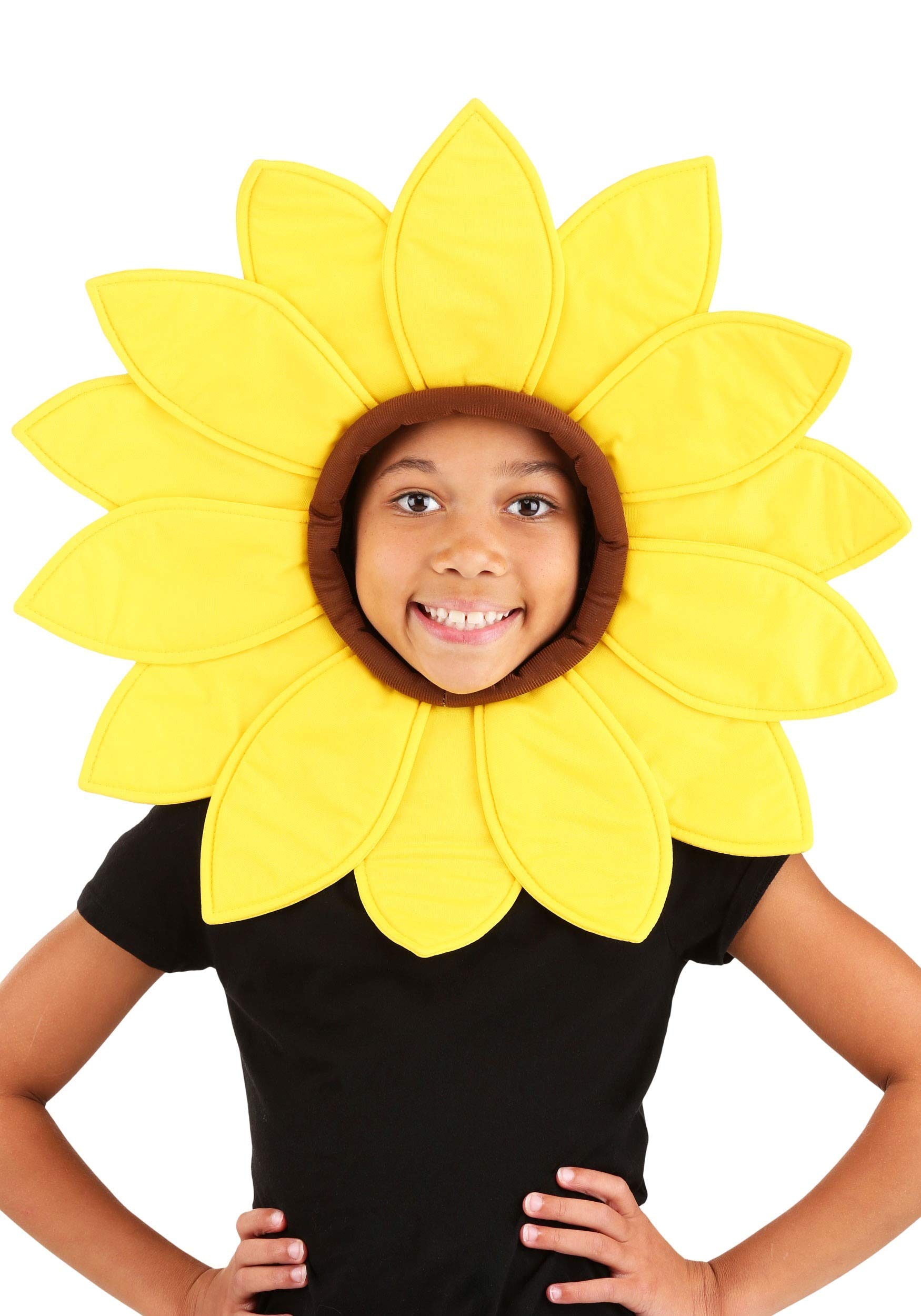Deluxe Sunny Sunflower Hood with Adjustable Strap and Foam Petals