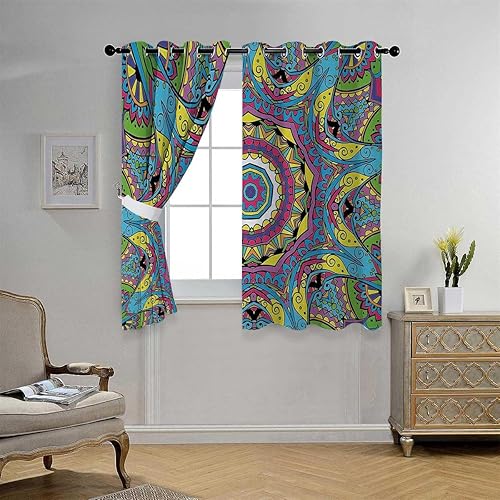 Drapes Accessories - Manta psicodélica insonorizada para puerta Cortinas para Ventanas de Cuarto 55 pulgadas de ancho por 55 pulgadas de largo, 2