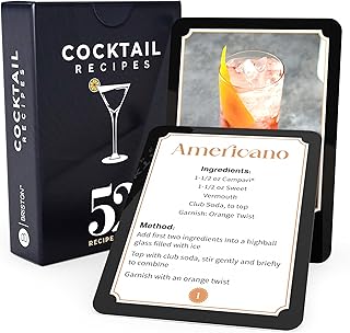 Cocktail Recipe Cards Set – 52 Bartender Drink Recipes for Home Bar & Parties – Water-Resistant Mixology Flashcards, Glossy 350 GSM, Easy-Read Large Font, Gift for Cocktail Lovers – Briston