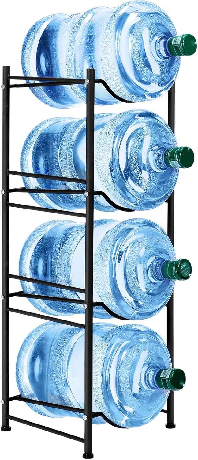 SEHERTIWY 5 Gallon Water Cooler Jug Rack, 4 Tier Detachable Water Bottle Storage Rack, Heavy Duty Water Bottle Organization for Home, Office