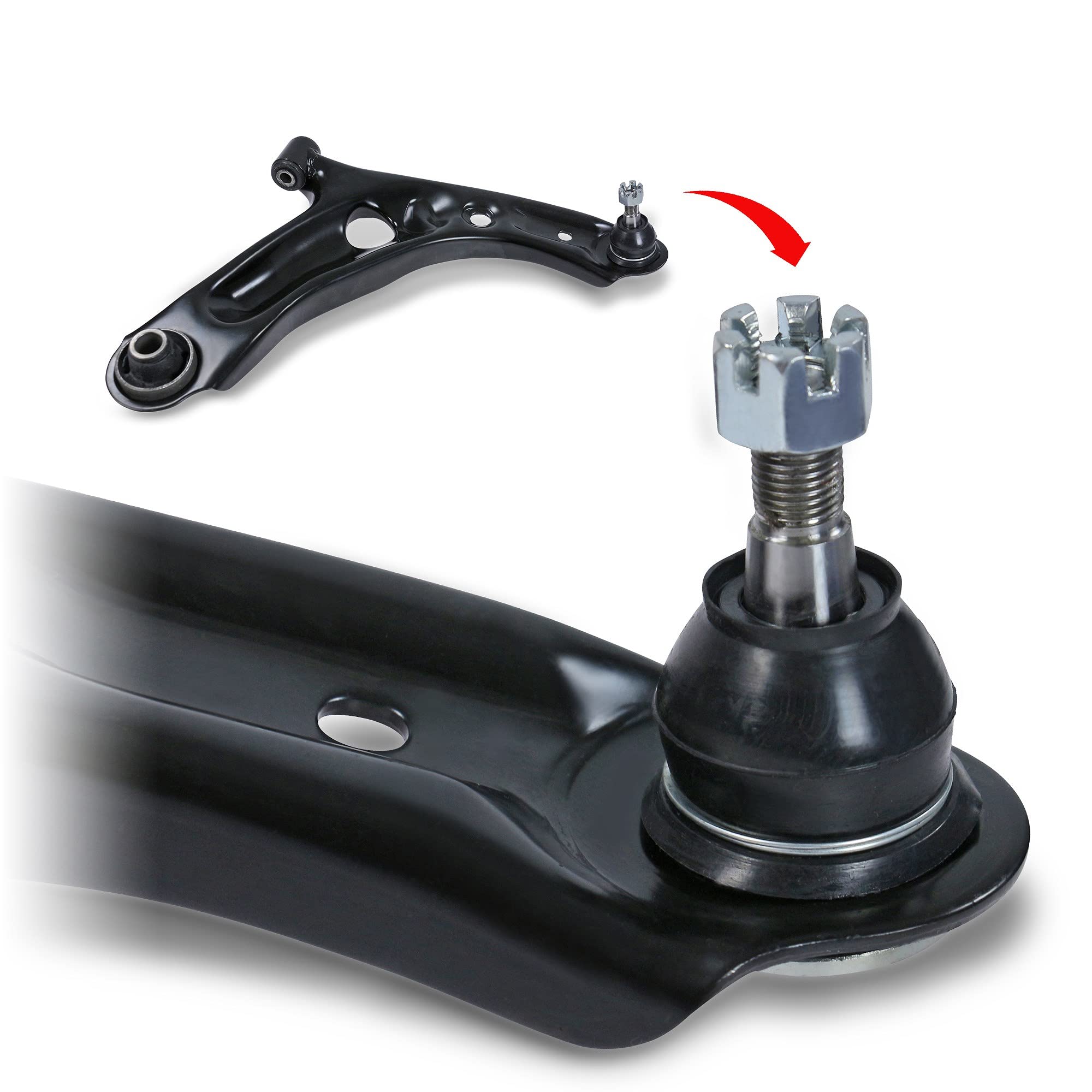 BESTPRICE 2x Brazo de control eje delantero inferior izquierdo y derecho compatible con CITROËN C1 (PM_, PN_), PEUGEOT 107 (PM_, PN_), TOYOTA AYGO (_B1_)