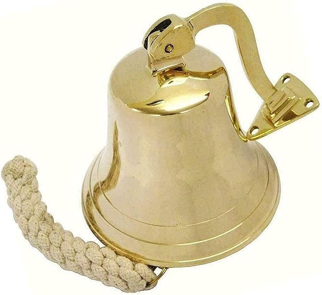 Neez Ship bell, Traditional last orders bell, Wall mounted hanging bell, Antique ships bell, Solid brass home bar bell pub, Last order bell & Pub bell