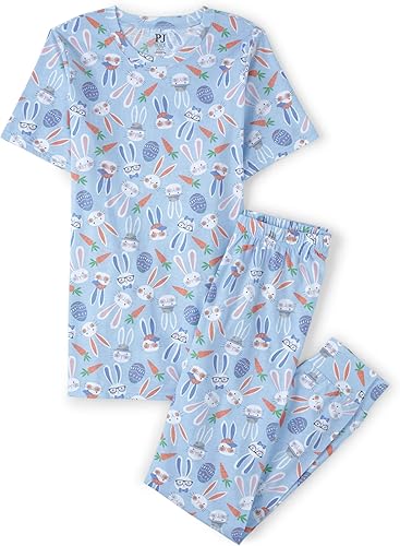 Miniatura 8 de The Children's Place Conjunto de pijama de manga corta y pantalones para mujer, 100% algodón, 2 piezas