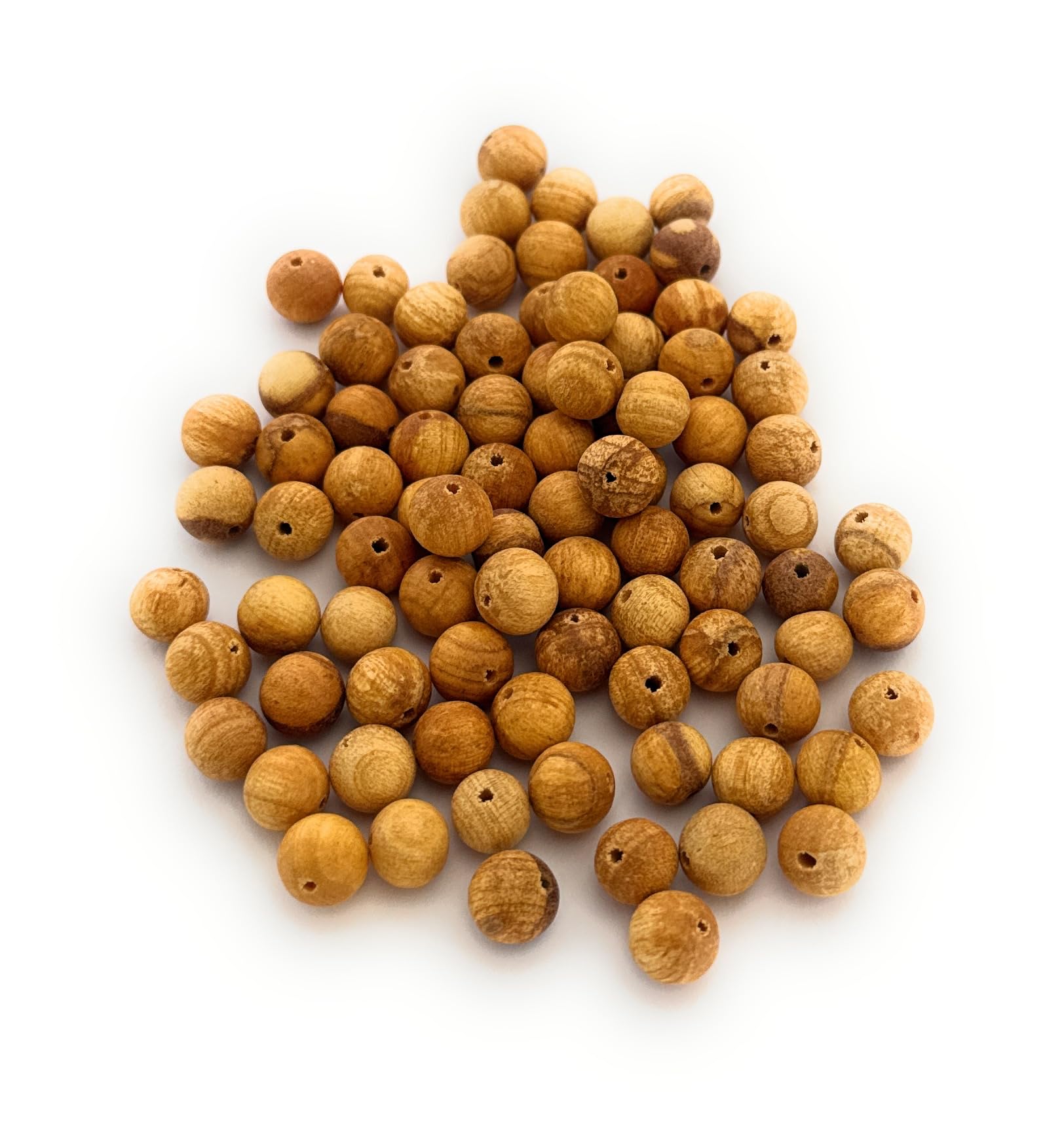 Palo Santo Round Beads 8mm – 100 Count – Natural Aromatic Peruvian Handcrafted Beads for Jewelry Making, Malas, Crafts