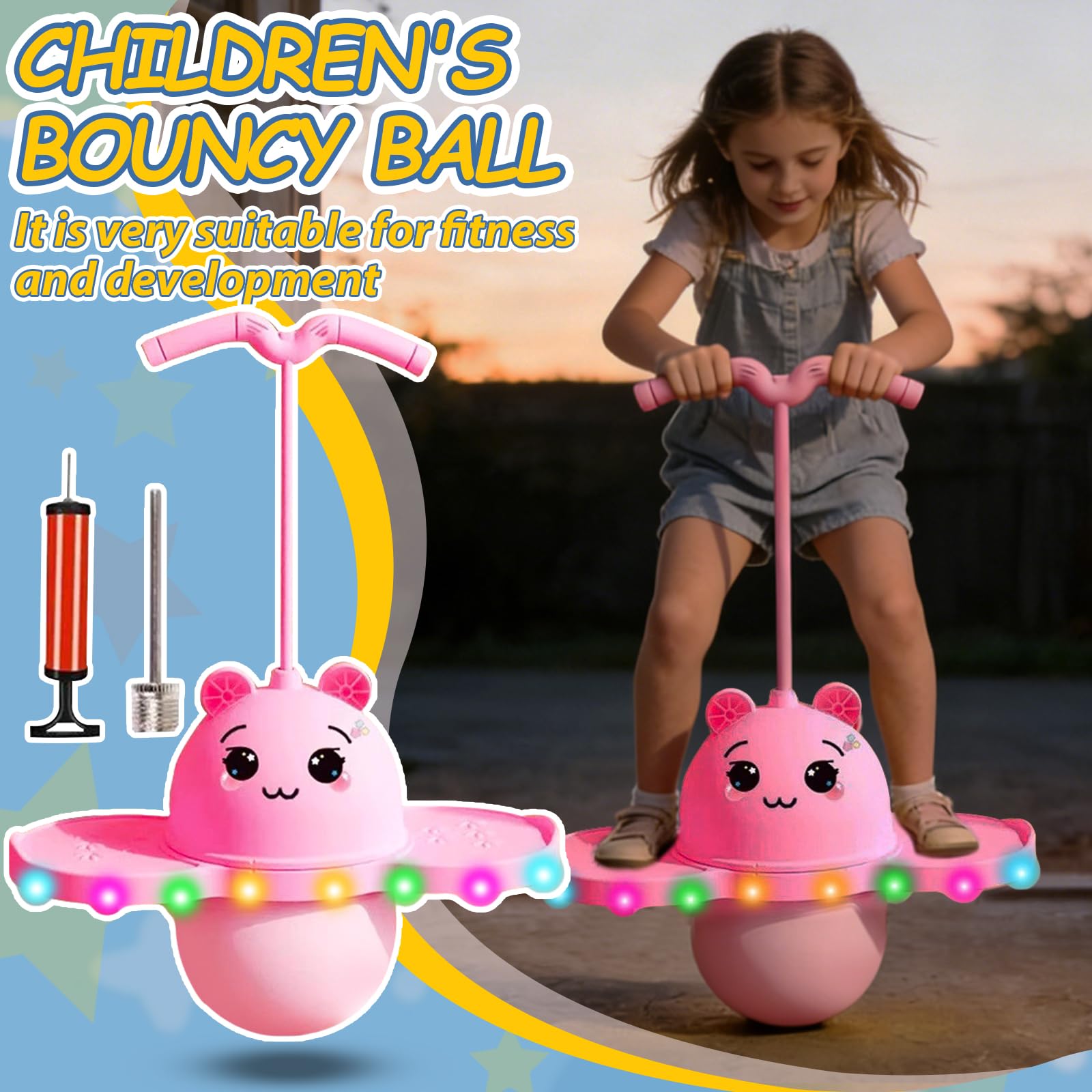2026 Nuovo Può Illuminare Equilibrio Palla Per Bambini E Adulti, Pallina Gonzante Con Maniglia, Giocattolo All'aperto Giocattoli Sportivi Per Casa, Soggiorno, All'aperto E Al Coperto Portata 300 Kg