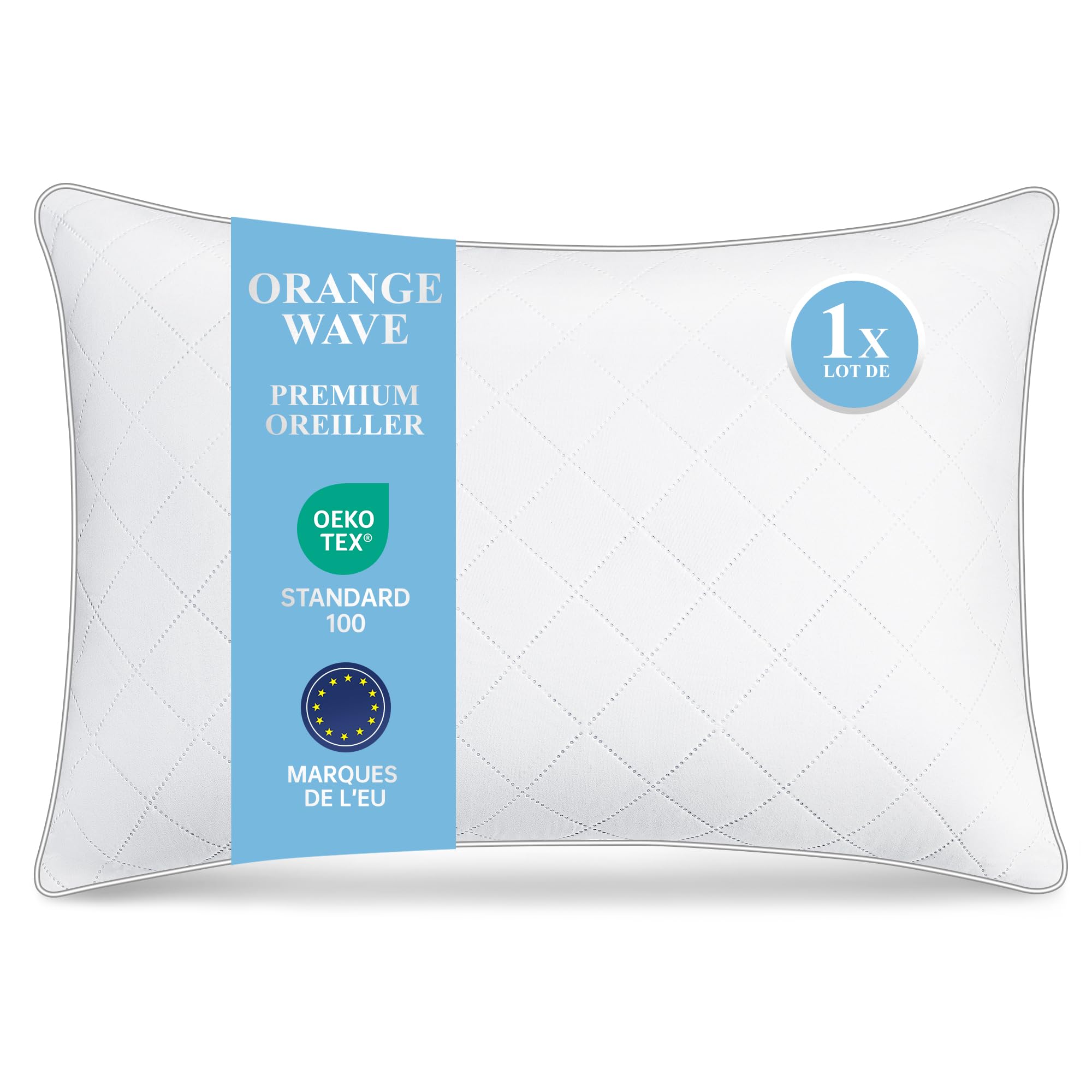 Orange Wave Pillows 50 x 70 cm, Soft Microfibre Pillow, Hypoallergenic, Washable, Hotel Quality Pillows Ideal for Side and Back Sleepers, Breathable and Soft Cushion