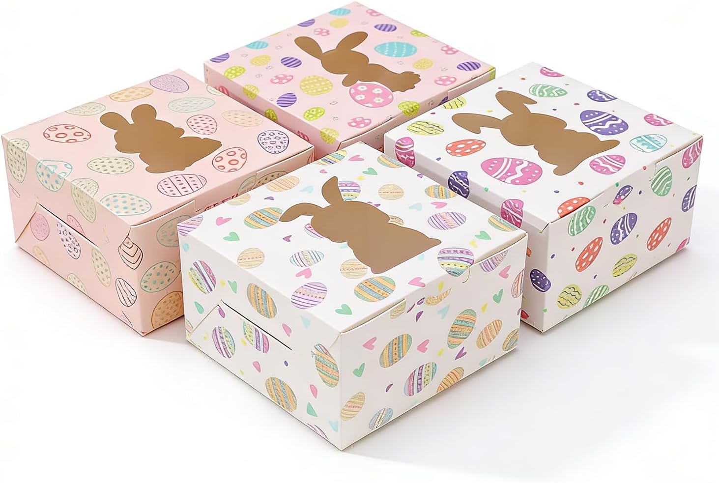 4 Pack Easter Bunny Window Treat Boxes, Small Candy Cookie Gift Boxes for Spring Party Favors, Cute Rabbit Favor Boxes for Snacks, Desserts, Easter Basket Fillers