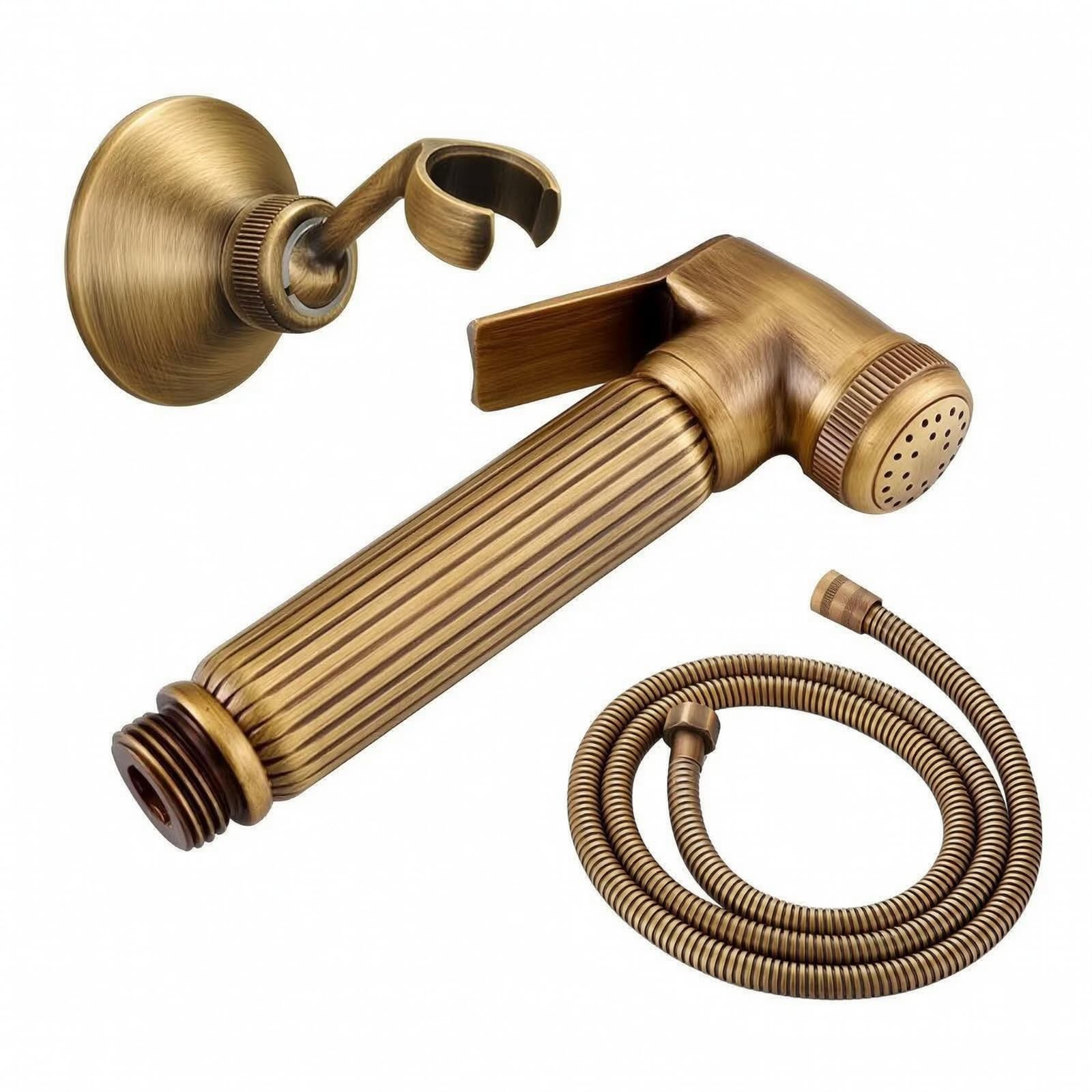 Qianly Rociador Higiénico Mano con Soporte Flexible, Pulverizador rociador higiénico con tubo flexible, Anticorrosión, Grifo, para Baño, Estilo C