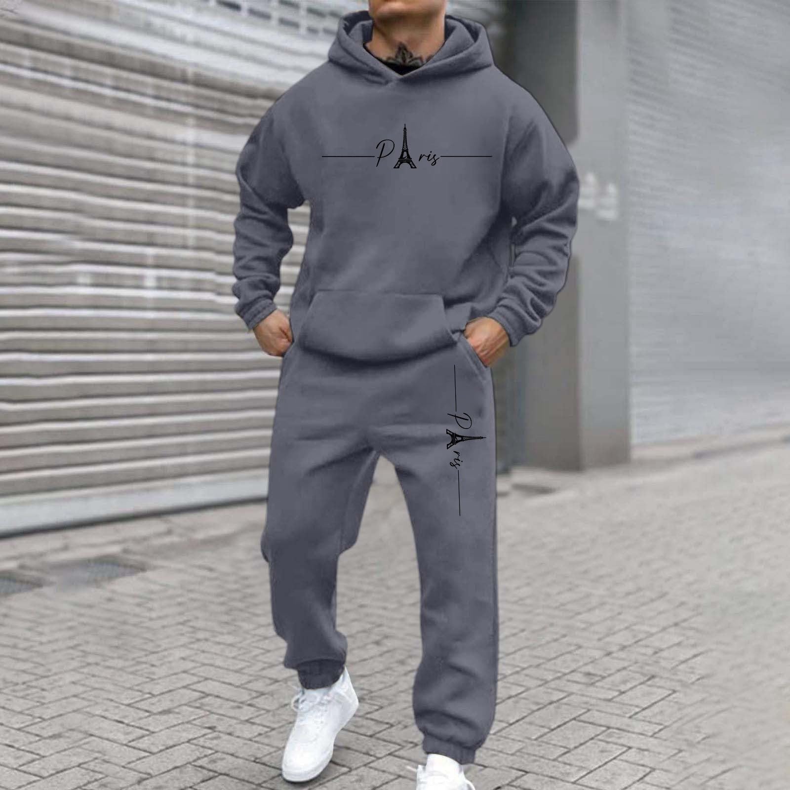 Générique Męski dres treningowy, 2-częściowy, top i dół, bawełna, bluza z dopasowanym krojem, wygodna, codzienna kulturystyka, zima, A60