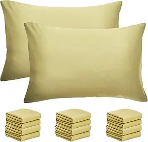 ZPECC Pillow Cases Standard Size Set of 12, 20x26 Envelope Closure Pillowcases, Soft Plain Brushed Microfiber Covers Hypoallergenic Breathable, Cream Yellow
