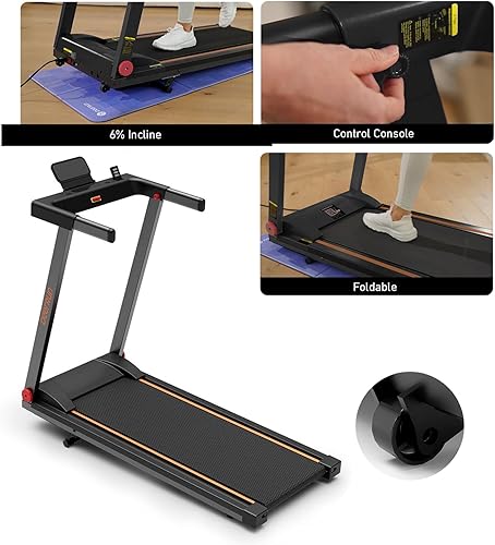 Miniatura 6 de DeerRun Cintas de correr para el hogar con inclinación y asas, cinta de correr plegable de 3.0 HP para espacios pequeños, máquina de correr plegable