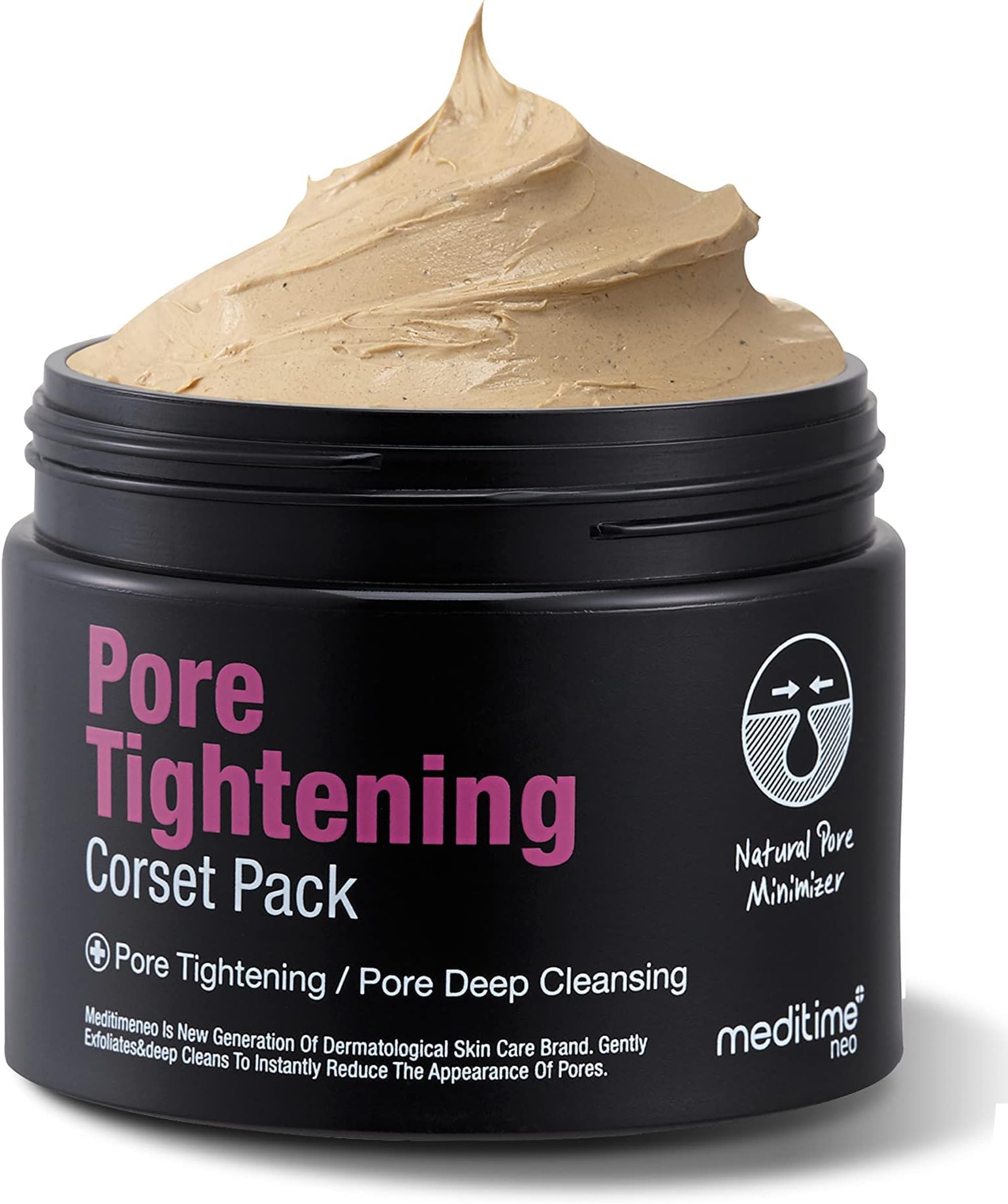 Meditime Pore Tightening Corset Pack, Pore Cleaner, Pore Minimizer, Blackhead Removing, Pore Tightening Mask for Face, Pore Eraser, Wash Off Face Mask, Blackhead Removal Face Mask, 4.23 oz