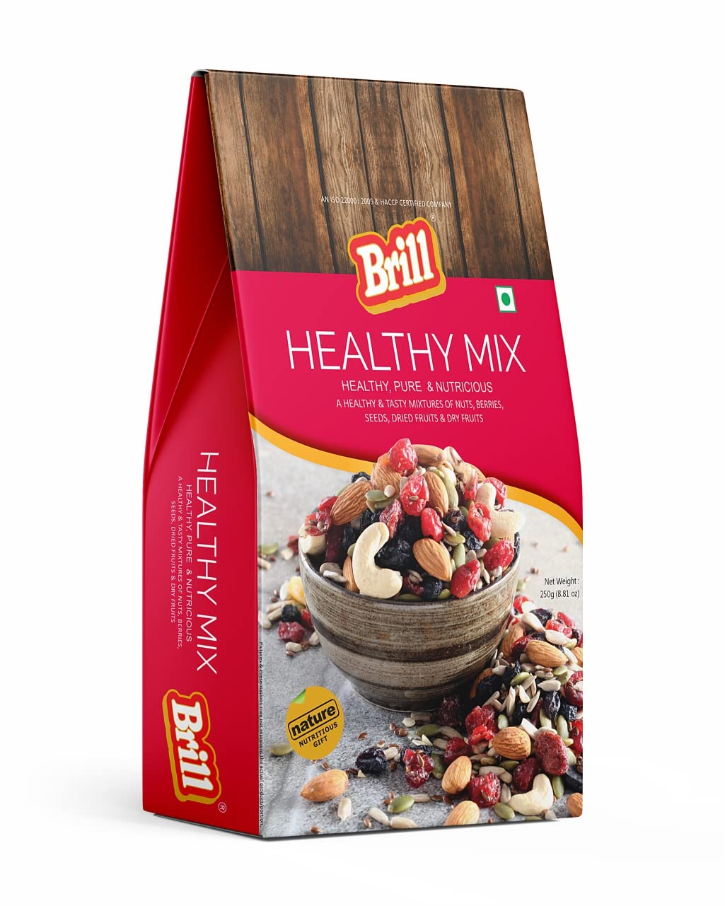 Brill (Trail Mix) Healthy Mix 250g | Roasted Almonds | Mixed Roasted Seeds Flax, Pumpkin, Sunflower | Dried Black Currant, Cranberries, Blueberries with Black Raisins| Healthy Snack