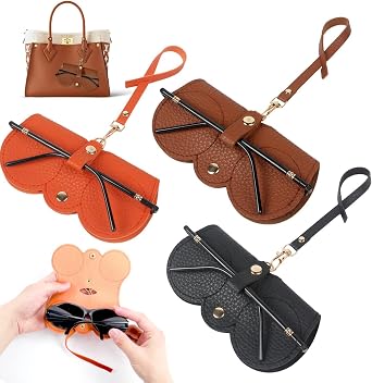 3 Pack Leather Sunglasses Bag, Soft Glasses Case for Women Men, Portable Leather Glasses Case for All Kinds of Glasses