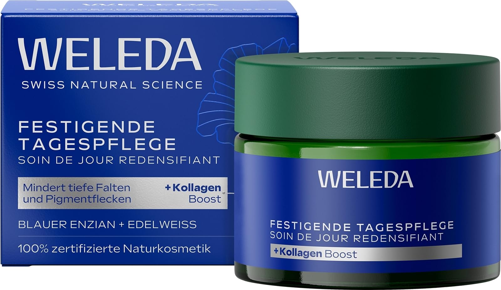 WELEDA Bio Festigende Tagespflege Blauer Enzian & Edelweiß - Naturkosmetik Natural Anti Aging Gesichtscreme/Feuchtigkeitscreme mindert tiefe Falten & reduziert Pigmentflecken (vegan, 40ml)
