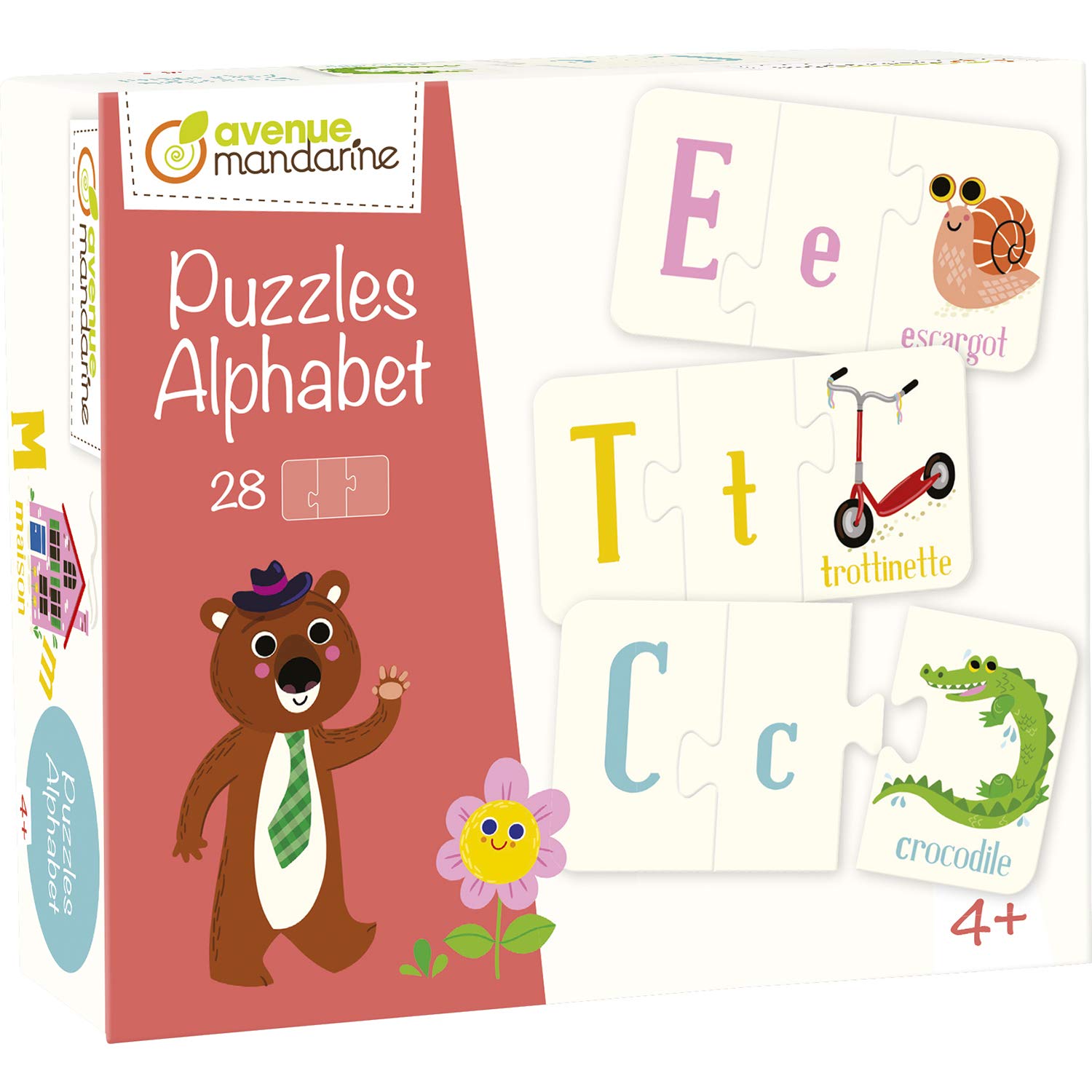 Avenue Mandarine - Ref 52593O - Puzzle Box - 28 x 3-Piece Puzzles - Help Children Learn the Alphabet - 60 x 110mm, Thick Cardboard, Suitable for Ages 4+ — image 1