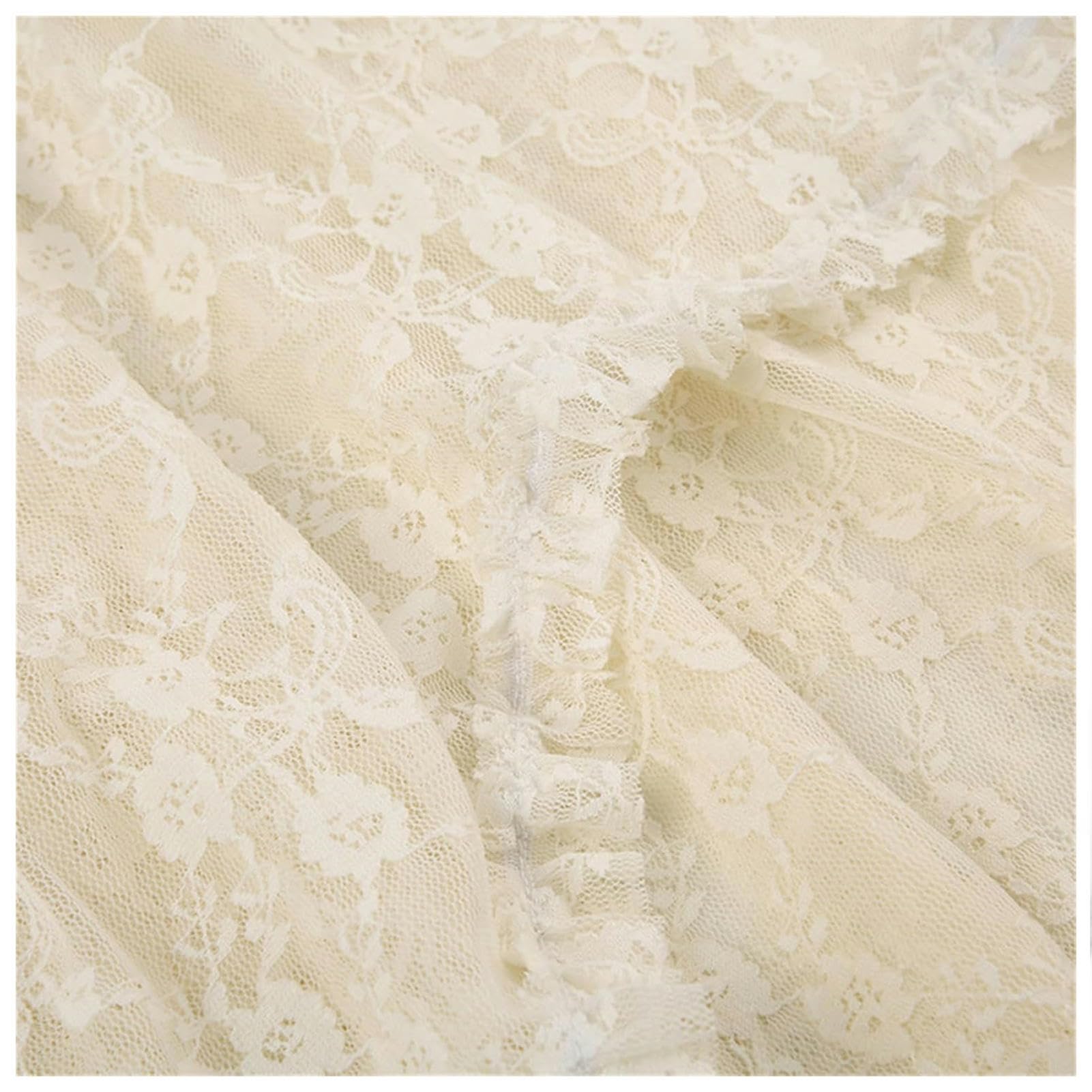 Falda Larga Beige Boho De Encaje Asimétrico Midi Falda Femenina De La Cintura Baja De La Cintura A La Línea De Verano De Verano-White-s