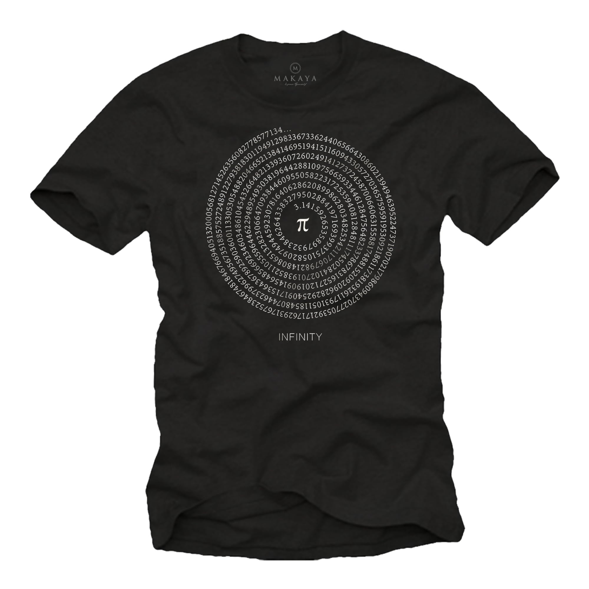 MAKAYA Men’s Math T-Shirt - Pi Symbol Graphic Tee Funny Science and Physics Gift for Nerds Teachers Students and Geeks Cool Educational Top for Men Boys and Kids Black XXXL