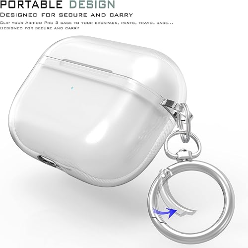 Miniatura 2 de Funda protectora híbrida de silicona compatible con AirPods 3, AirPods de 3 generación 2021 con llavero delgado de dos piezas con cierre de presión