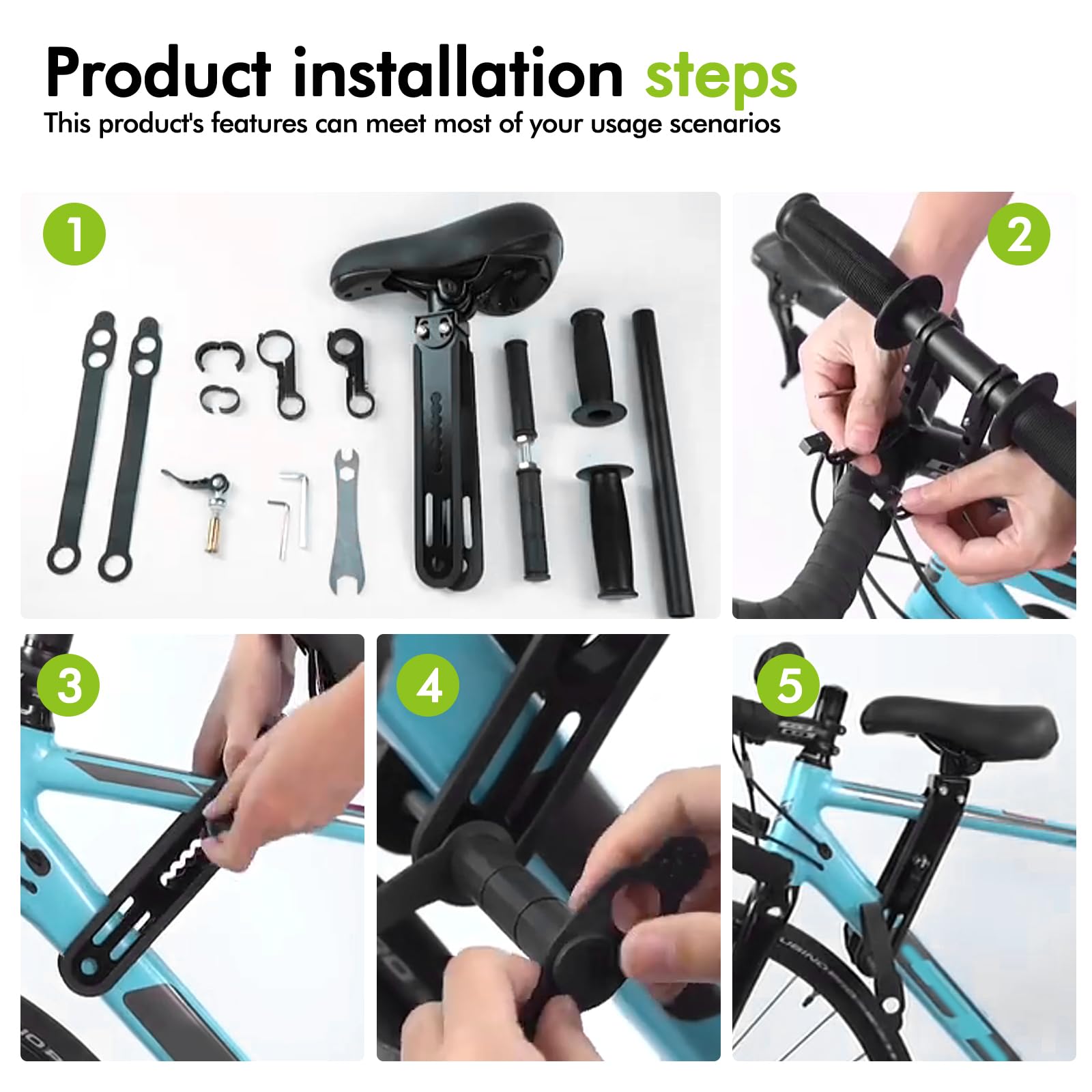 SUNOYA Fahrradsitz Kinder Vorne - Mountainbike Kindersitz Mit Lenkerbefestigung