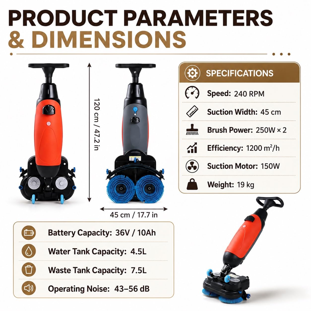 Professioneller kabelloser Bodenschrubber