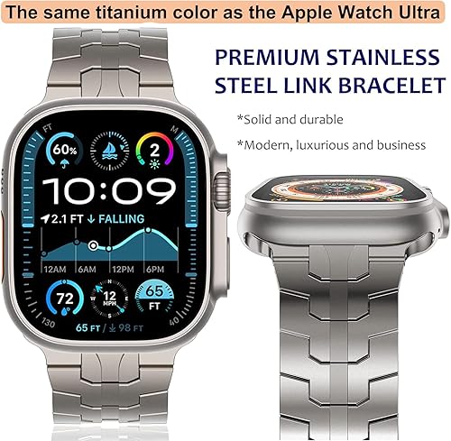 Miniatura 2 de WINGLE Correa de metal de acero inoxidable compatible con Apple Watch Ultra Band de 1.929 in, 1.772 in, 1.732 in, 1.654 in, serie 8, serie 7, para