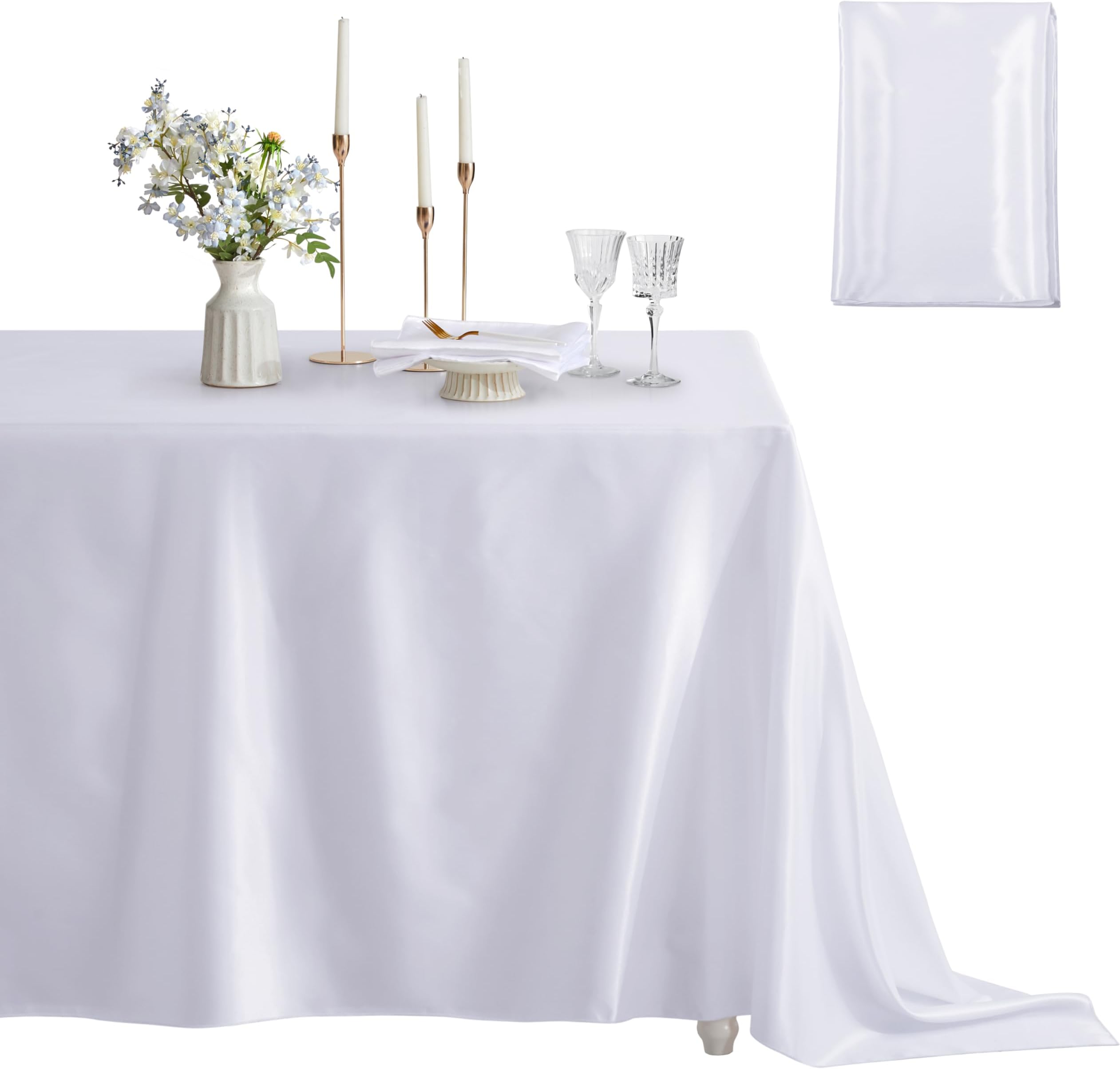 1 Pack Square Satin Table Cover Silkly Soft Table Cloth, Satin Dining Table Cloths for Wedding Banquet Table Decoration, Dining Room, Indoor and Outdoor Use, 52 x 52 Inches, Taupe