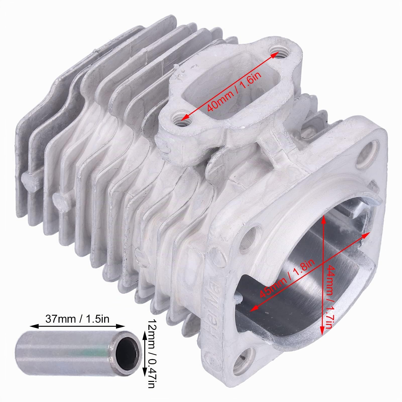 OUKENS Cylindre de kit haut de gamme, alliage d'aluminium 44mm + caoutchouc + kit de piston de cylindre en PVC pour scooter à gaz 2 temps 43cc 47cc 49cc Mini ATV chinois Quad Pocket Bike