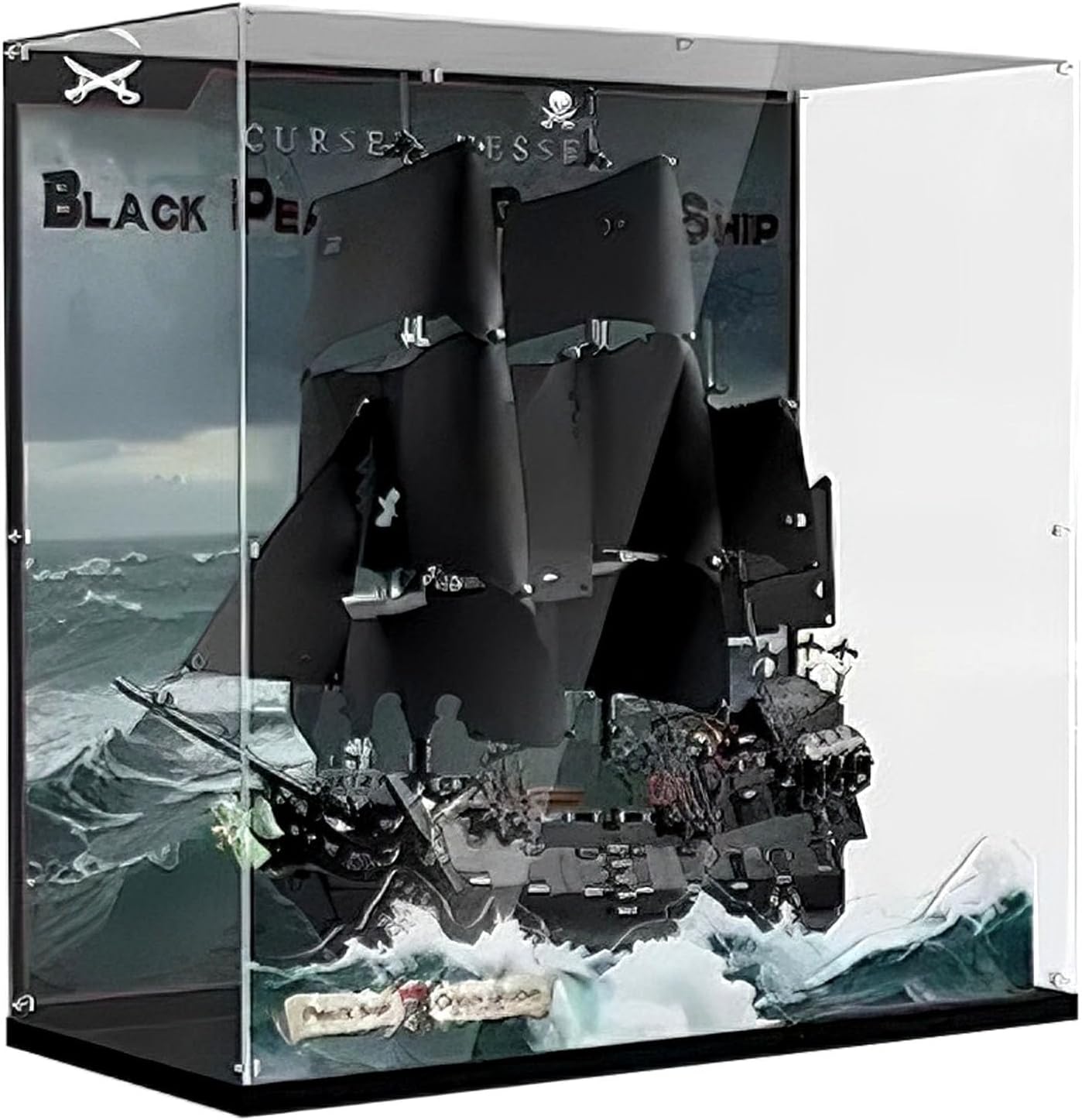 Acrylic Display Case Compatible with Lego 10365 Captain Jack Sparrow's Set,Dustproof High Definition Printing Box Fit for Lego Pirate Ship Gift for Enthusiasts(Case Only)