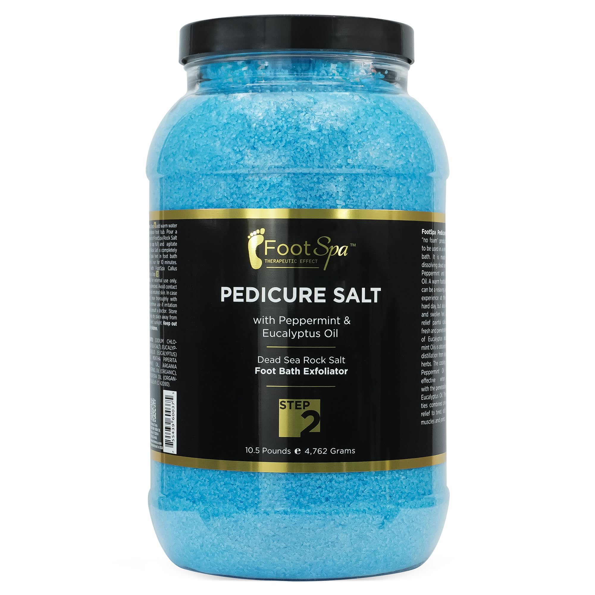 FOOTSPA - Detox Foot Soak Pedicure and Bath Salt, 128 Oz - Made with Dead Sea Salts, Eucalyptus and Peppermint Oil - Hydrates, Softens and Moisturizes