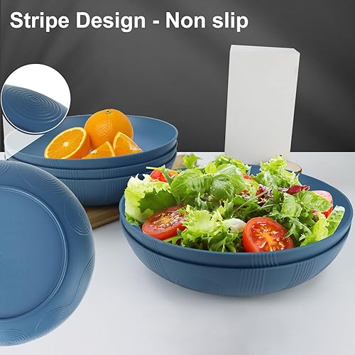 Miniatura 5 de Juego de cuencos grandes para pasta de 10 pulgadas de 6 a 65 onzas, platos de plástico grandes reutilizables para pasta, ensalada, sopa, cuencos