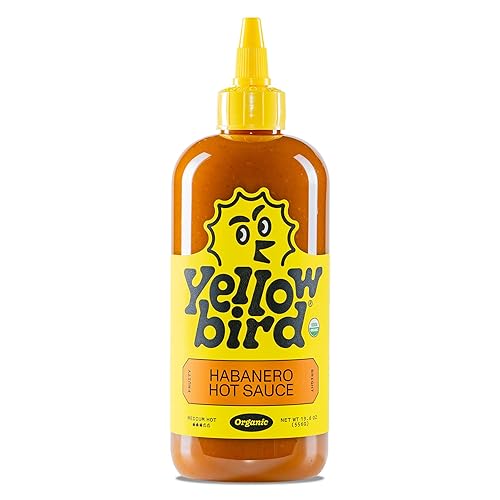 Yellowbird - Salsa picante orgánica Habanero - Salsa picante orgánica con pimientos habaneros, ajo, zanahorias y mandarina, a base de plantas, sin