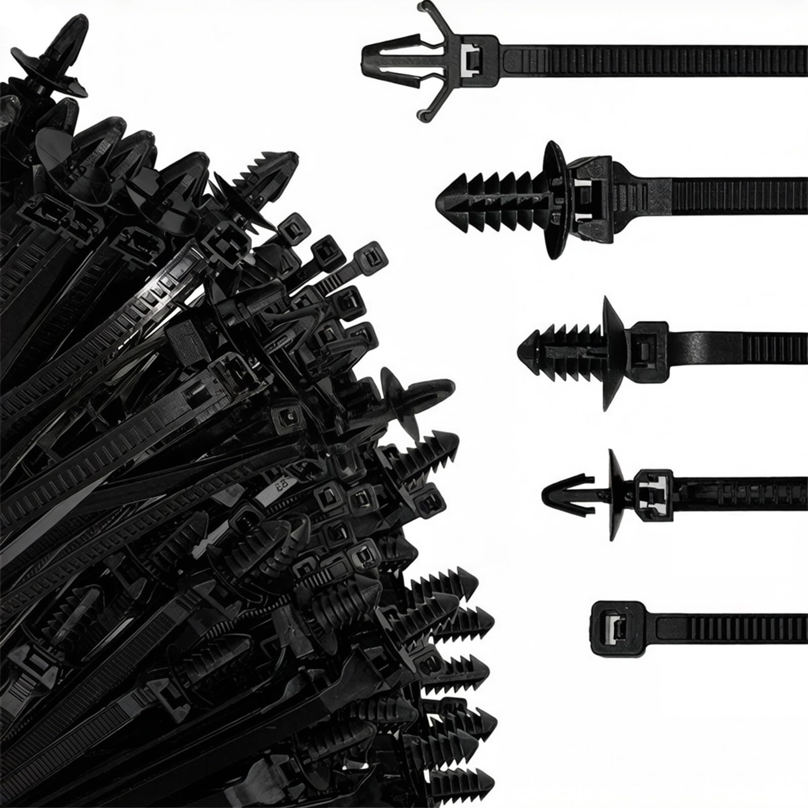 Hsioluted A 160Pcs Push Mount Cable Ties Heavy Duty Nylon Fasteners Push Mount Zips Ties For Vehicle Wire Fixing Cable