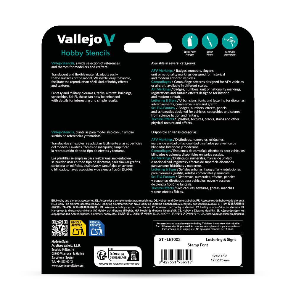 AV Vallejo Stencils - 1:35 Stamp Font - Image 2