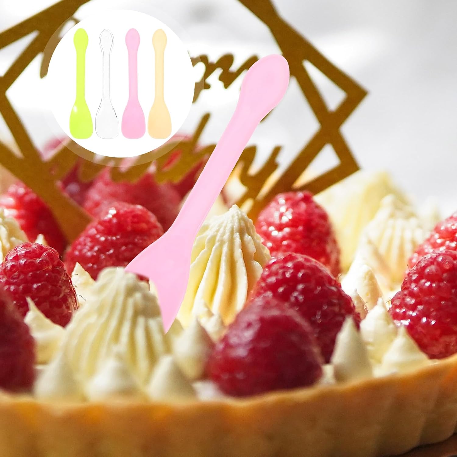 400pcs Mini Plastic Dessert Spoons Reusable Party Tasting Spoons Portable Ice Cream Tableware with Individual Packaging
