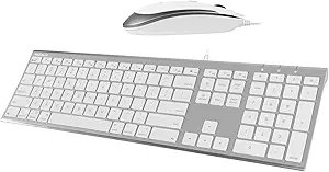 Macally Ultra Slim Wired Computer Keyboard and a Silent Wired Mouse, Ultimate Apple Accessories