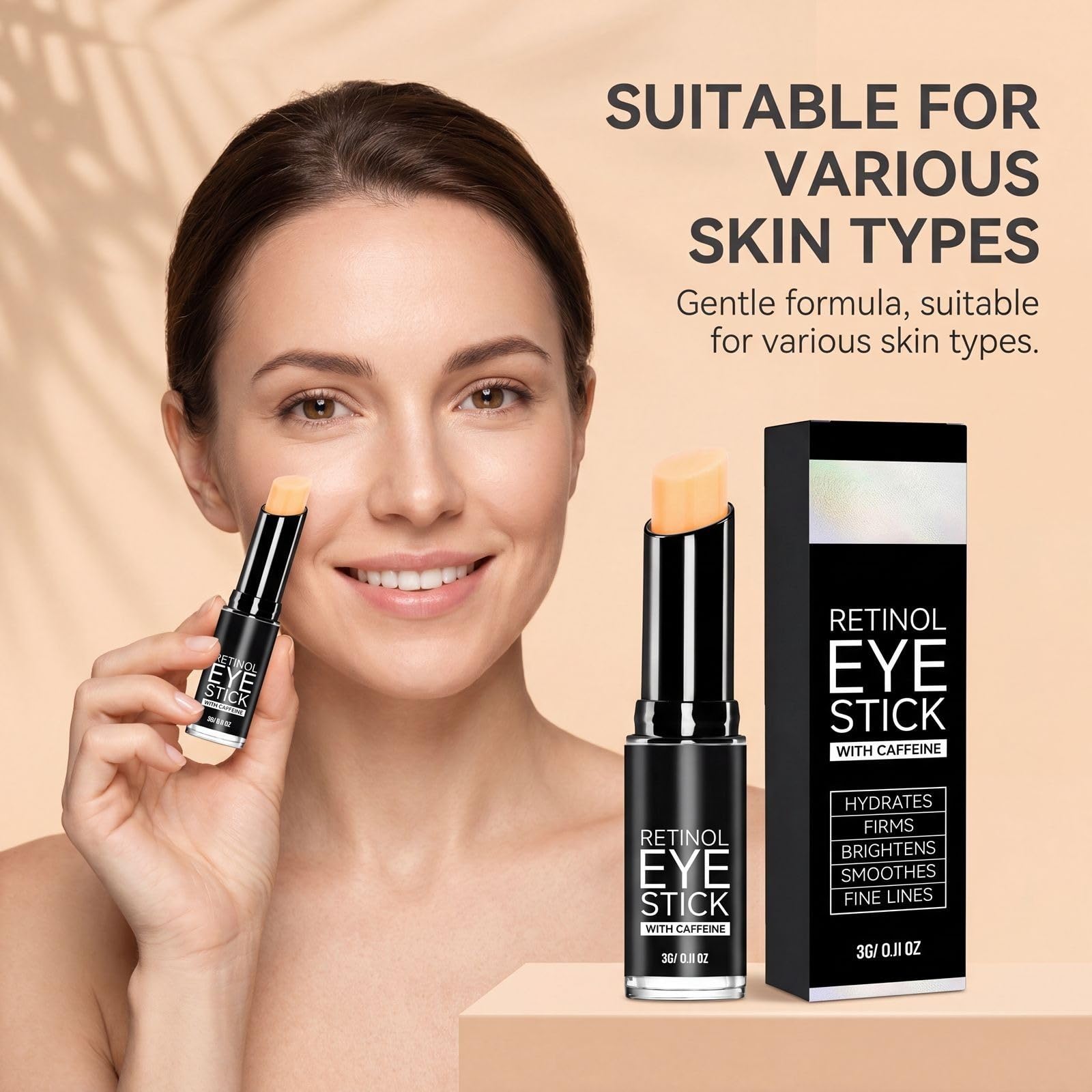 STICK POUR LES YEUX AU RÉTINOL : Améliore l'élasticité du contour des yeux。